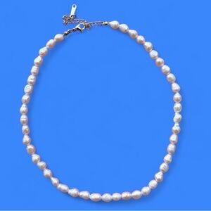 Gold-toned Stainless Steel Faux Pearl Necklace